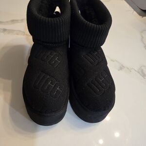 UGG Black Knit Ankle Boots